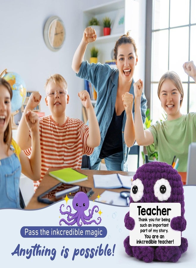 BdayPtion Christmas Teacher Gifts for Women Men, Teacher Appreciation Thank You Gifts, Christmas Stocking Stuffers Gift Teacher You Are An Inkcredible, Teacher Handmade Crochet Animals Octopus Office Desk Decor - Image 5